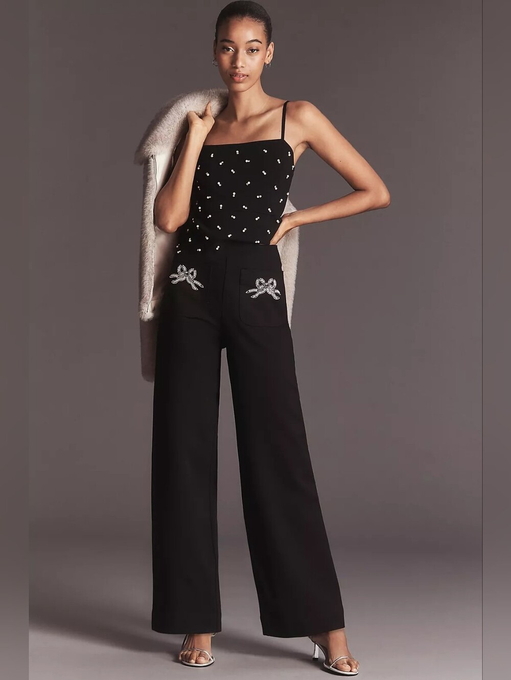 Maeve Colette Embroidered High-Rise Wide-Leg Full-Length Pants 18W